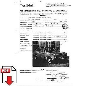 1972 BMW 1600 Touring FIA homologation form PDF download